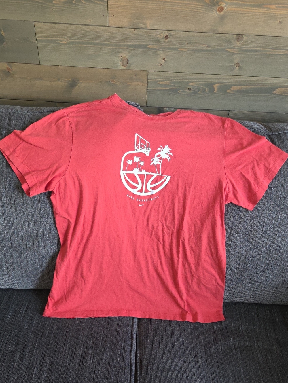 Nike Red Short Sleeve Basketball Graphic Tee - White Logo